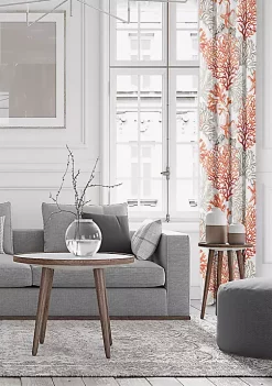 6ix Tailors Fine Linens Reef Coral Pinch Pleat Drapery Panel Pair (40" W x 144" L) -Linens Shop Belk 1025