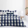 6ix Tailors Fine Linens Basic Check Blue California King Duvet Cover & 2 Shams Set -Linens Shop Belk 1043