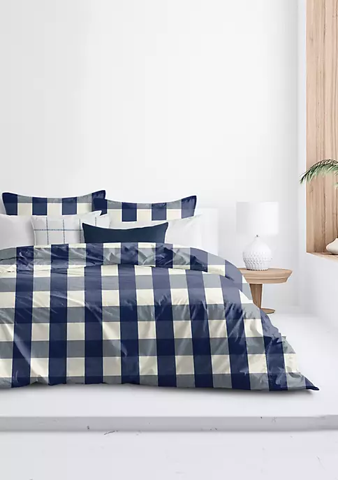 6ix Tailors Fine Linens Basic Check Blue California King Duvet Cover & 2 Shams Set 3 6ix Tailors Fine Linens Basic Check Blue California King Duvet Cover & 2 Shams Set