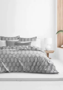 6ix Tailors Fine Linens Isabella Gray California King Duvet Cover & 2 Shams Set