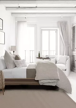 6ix Tailors Fine Linens Basic Ticking Stripes Walnut Twin Duvet Cover & 1 Sham Set -Linens Shop Belk 1131