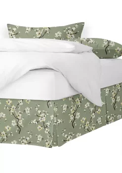 6ix Tailors Fine Linens Sakura Green Cal-King Bed Skirt 15" drop -Linens Shop Belk 1140