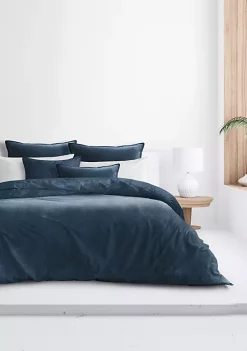 6ix Tailors Fine Linens Basic Velvet Marine Twin Duvet Cover & 1 Sham Set