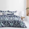 6ix Tailors Fine Linens Osha Blue/Aqua Queen Duvet Cover & 2 Shams Set -Linens Shop Belk 1305