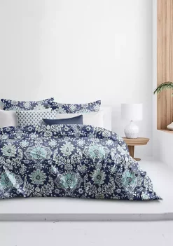 6ix Tailors Fine Linens Osha Blue/Aqua Queen Duvet Cover & 2 Shams Set