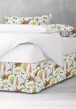 6ix Tailors Fine Linens Vintage Botanicals White King Bed Skirt 15" drop -Linens Shop Belk 1349