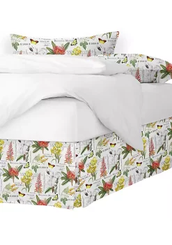 6ix Tailors Fine Linens Vintage Botanicals White King Bed Skirt 15" drop -Linens Shop Belk 1354