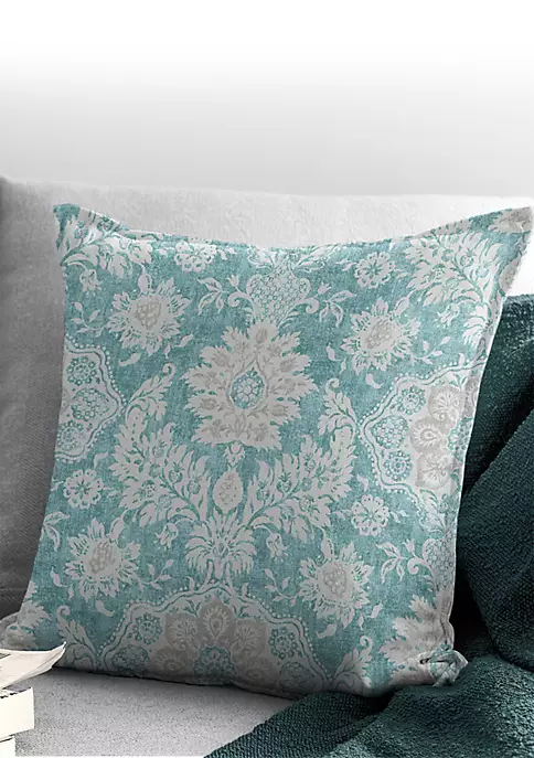 6ix Tailors Fine Linens Osha Aqua/Teal 24" SQ Decor Pillow (Feather Insert) 4 6ix Tailors Fine Linens Osha Aqua/Teal 24" SQ Decor Pillow (Feather Insert) - Image 2