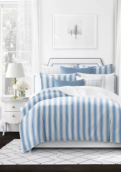 6ix Tailors Fine Linens Denim Stripes Blue Queen Comforter & 2 Shams Set 9 6ix Tailors Fine Linens Denim Stripes Blue Queen Comforter & 2 Shams Set - Image 7