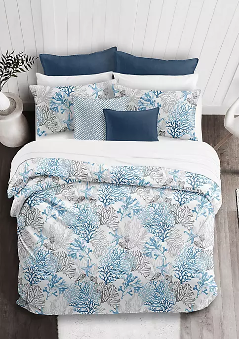 6ix Tailors Fine Linens Reef Blue Full/Double Comforter & 2 Shams Set 4 6ix Tailors Fine Linens Reef Blue Full/Double Comforter & 2 Shams Set - Image 2