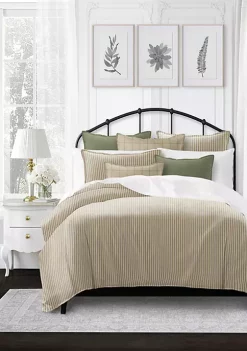 6ix Tailors Fine Linens Basic Ticking Stripes Sage California King Comforter & 2 Shams Set -Linens Shop Belk 1432