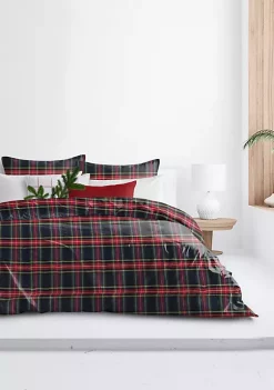 6ix Tailors Fine Linens Royal Plaid Navy King Duvet Cover & 2 Shams Set