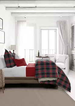 6ix Tailors Fine Linens Royal Plaid Navy King Duvet Cover & 2 Shams Set -Linens Shop Belk 1444