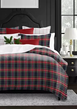 6ix Tailors Fine Linens Royal Plaid Navy King Duvet Cover & 2 Shams Set -Linens Shop Belk 1445