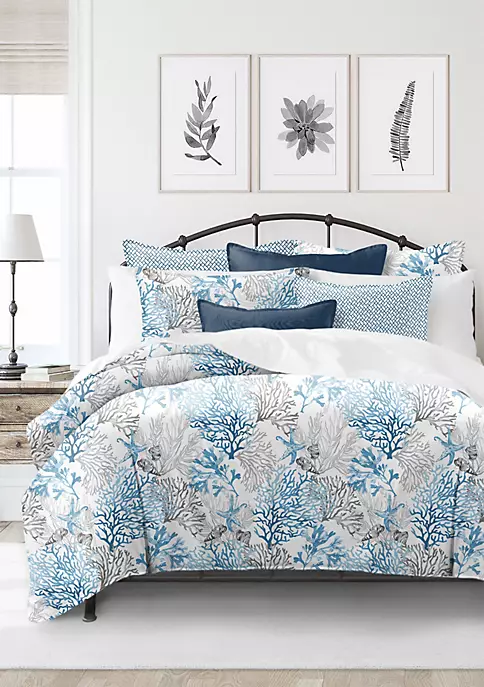 6ix Tailors Fine Linens Reef Blue Full/Double Comforter & 2 Shams Set 7 6ix Tailors Fine Linens Reef Blue Full/Double Comforter & 2 Shams Set - Image 5