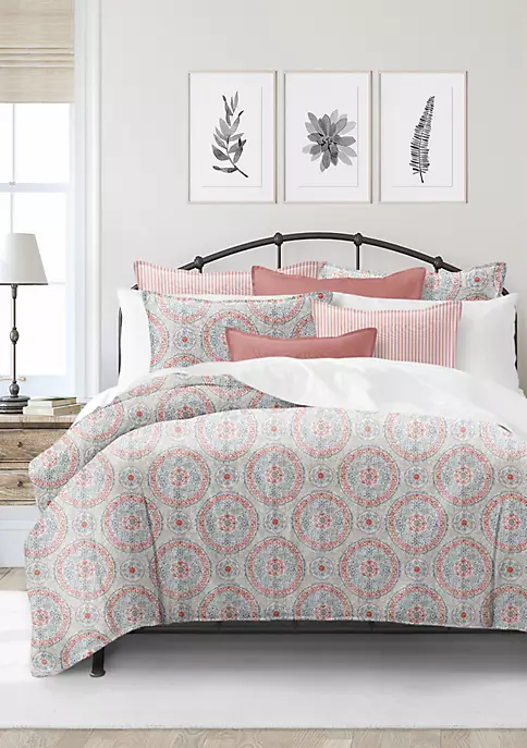 6ix Tailors Fine Linens Zayla Coral California King Duvet Cover & 2 Shams Set 4 6ix Tailors Fine Linens Zayla Coral California King Duvet Cover & 2 Shams Set - Image 2