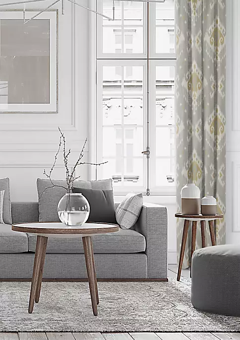 6ix Tailors Fine Linens Mahal Gray Pole Top Drapery Panel Pair (50" W x 144" L) 6 6ix Tailors Fine Linens Mahal Gray Pole Top Drapery Panel Pair (50" W x 144" L) - Image 4