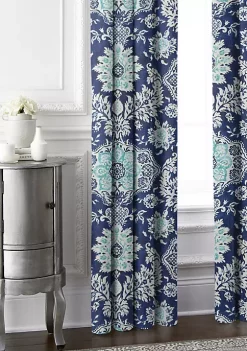 6ix Tailors Fine Linens Osha Blue/Aqua Pole Top Drapery Panel Pair (50" W x 108" L) -Linens Shop Belk 1565