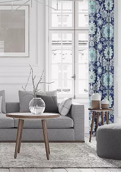 6ix Tailors Fine Linens Osha Blue/Aqua Pole Top Drapery Panel Pair (50" W x 108" L) -Linens Shop Belk 1566