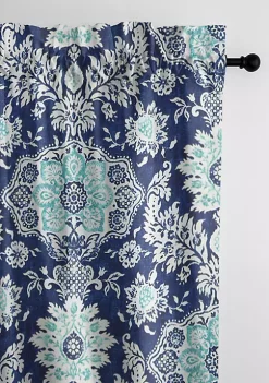 6ix Tailors Fine Linens Osha Blue/Aqua Pole Top Drapery Panel Pair (50" W x 108" L) -Linens Shop Belk 1571