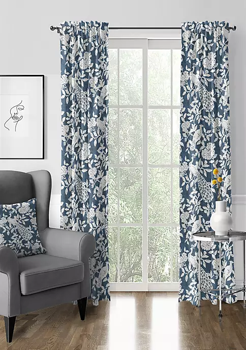 6ix Tailors Fine Linens Lark Navy Pole Top Drapery Panel Pair (50" W x 108" L) 4 6ix Tailors Fine Linens Lark Navy Pole Top Drapery Panel Pair (50" W x 108" L) - Image 2