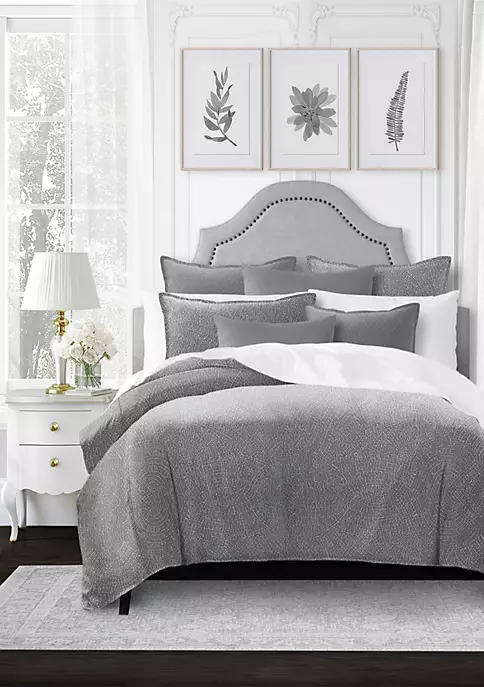 6ix Tailors Fine Linens Eva Gray Full/Double Duvet Cover & 2 Shams Set 4 6ix Tailors Fine Linens Eva Gray Full/Double Duvet Cover & 2 Shams Set - Image 2