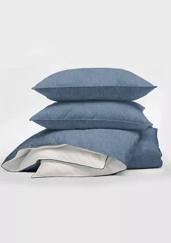 6ix Tailors Fine Linens Basic Denim Blue King Duvet Cover & 2 Shams Set -Linens Shop Belk 1825