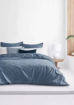 6ix Tailors Fine Linens Basic Denim Blue King Duvet Cover & 2 Shams Set -Linens Shop Belk 1827