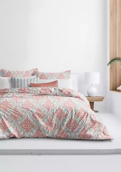 Linens Shop 26 6ix Tailors Fine Linens Adira Coral King Duvet Cover & 2 Shams Set
