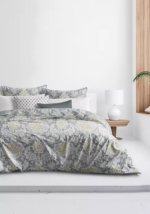 6ix Tailors Fine Linens Osha Barley/Gray Full/Double Duvet Cover & 2 Shams Set 8 6ix Tailors Fine Linens Osha Barley/Gray Full/Double Duvet Cover & 2 Shams Set - Image 6