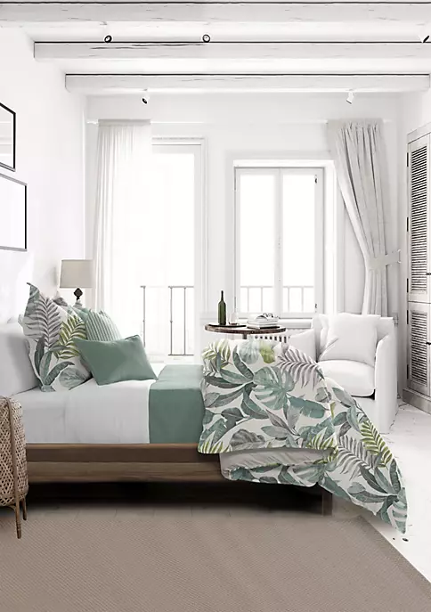 6ix Tailors Fine Linens Palm Bay Seafoam California King Duvet Cover & 2 Shams Set 5 6ix Tailors Fine Linens Palm Bay Seafoam California King Duvet Cover & 2 Shams Set - Image 3