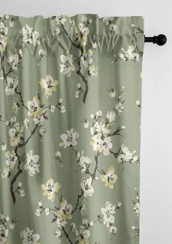6ix Tailors Fine Linens Sakura Green Pole Top Drapery Panel Pair (50" W x 108" L) -Linens Shop Belk 1908