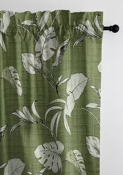 6ix Tailors Fine Linens Tropez Green Pole Top Drapery Panel Pair (50" W x 96" L) -Linens Shop Belk 1937
