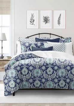 6ix Tailors Fine Linens Osha Blue/Aqua King Coverlet & 2 Shams Set -Linens Shop Belk 195