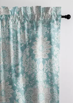 6ix Tailors Fine Linens Osha Aqua/Teal Pole Top Drapery Panel Pair (50" W x 120" L) -Linens Shop Belk 1965