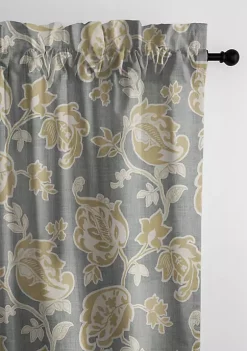 6ix Tailors Fine Linens Golden Bloom Barley Pole Top Drapery Panel Pair (50" W x 108" L) -Linens Shop Belk 1972