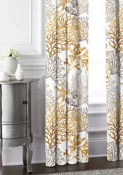 6ix Tailors Fine Linens Reef Gold Pole Top Drapery Panel Pair (50" W x 96" L) -Linens Shop Belk 1982