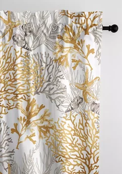 6ix Tailors Fine Linens Reef Gold Pole Top Drapery Panel Pair (50" W x 96" L) -Linens Shop Belk 1985