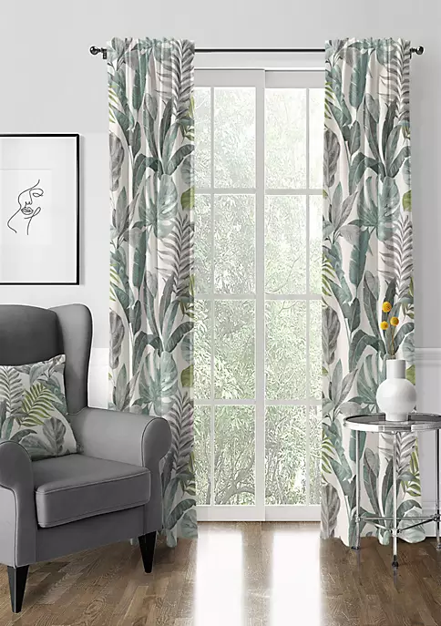 6ix Tailors Fine Linens Palm Bay Seafoam Pole Top Drapery Panel Pair (50" W x 96" L) 4 6ix Tailors Fine Linens Palm Bay Seafoam Pole Top Drapery Panel Pair (50" W x 96" L) - Image 2