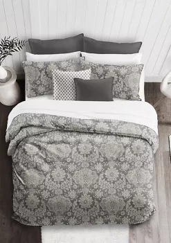 6ix Tailors Fine Linens Osha Mocha/Charcoal Full/Double Duvet Cover & 2 Shams Set -Linens Shop Belk 200