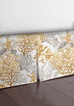 6ix Tailors Fine Linens Reef Gold Queen Bed Skirt 15" drop 10 6ix Tailors Fine Linens Reef Gold Queen Bed Skirt 15" drop -Linens Shop Belk 2034