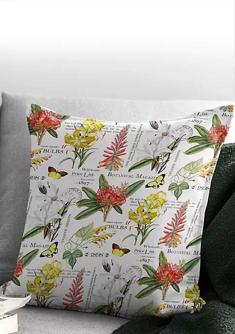 6ix Tailors Fine Linens Vintage Botanicals White 20" SQ Decor Pillow (Feather Insert) 4 6ix Tailors Fine Linens Vintage Botanicals White 20" SQ Decor Pillow (Feather Insert) - Image 2