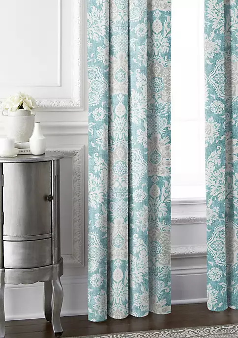 6ix Tailors Fine Linens Osha Aqua/Teal Pinch Pleat Drapery Panel Pair (40" W x 144" L) 5 6ix Tailors Fine Linens Osha Aqua/Teal Pinch Pleat Drapery Panel Pair (40" W x 144" L) - Image 3