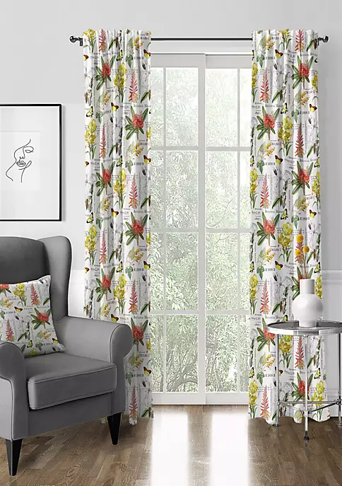6ix Tailors Fine Linens Vintage Botanicals White Pole Top Drapery Panel Pair (50" W x 144" L) 4 6ix Tailors Fine Linens Vintage Botanicals White Pole Top Drapery Panel Pair (50" W x 144" L) - Image 2
