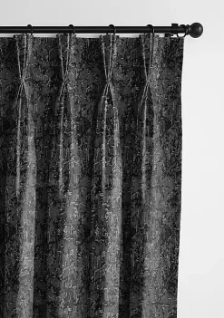 6ix Tailors Fine Linens Langston Onyx Pinch Pleat Drapery Panel Pair (20" W x 108" L)