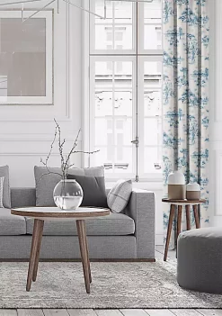 6ix Tailors Fine Linens Auclair Blue Pole Top Drapery Panel Pair (50" W x 108" L) -Linens Shop Belk 2194