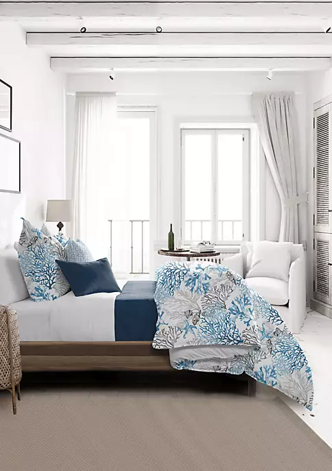 6ix Tailors Fine Linens Reef Blue Twin Coverlet & 1 Sham Set 5 6ix Tailors Fine Linens Reef Blue Twin Coverlet & 1 Sham Set - Image 3