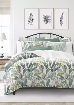 6ix Tailors Fine Linens Palm Bay Seafoam Queen Coverlet & 2 Shams Set