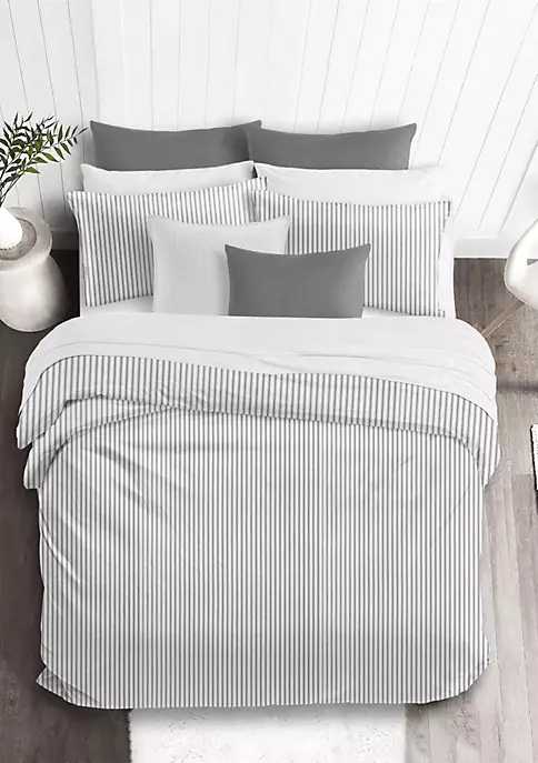 6ix Tailors Fine Linens Antique Ticking Gray King Comforter & 2 Shams Set 4 6ix Tailors Fine Linens Antique Ticking Gray King Comforter & 2 Shams Set - Image 2