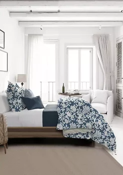 6ix Tailors Fine Linens Lark Navy Full/Double Coverlet & 2 Shams Set -Linens Shop Belk 273